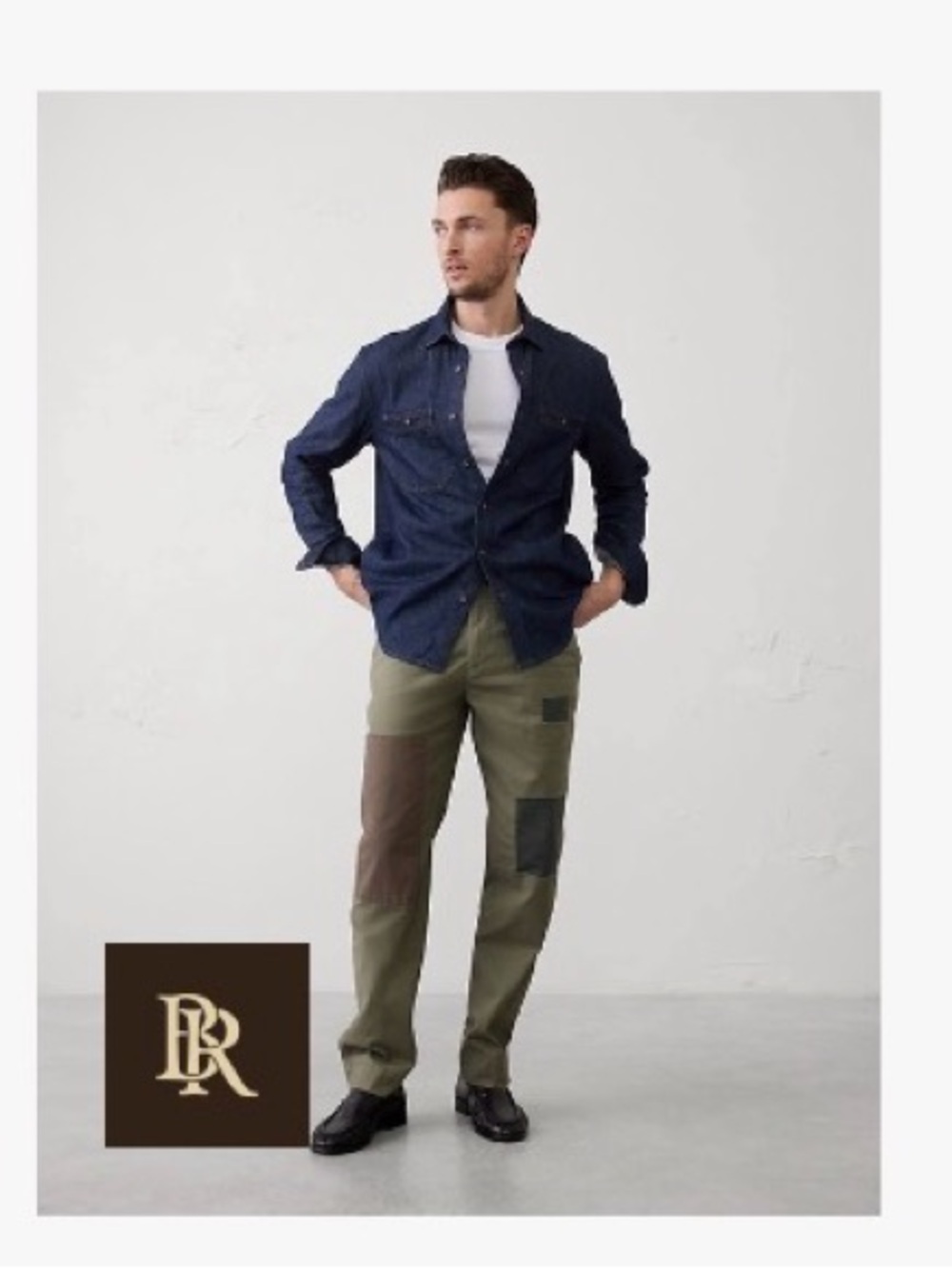 Banana Republic Olive Green Workwear Chinos with Dark Patch Panels - Picture 5 of 5